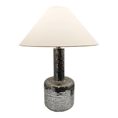 Polyester Gövde Desenli Beyaz Şapkalı Abajur