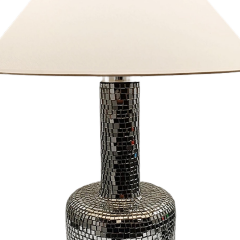 Polyester Gövde Desenli Beyaz Şapkalı Abajur