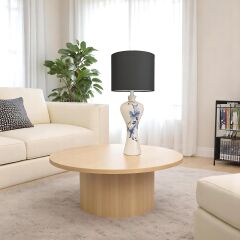 Esila Baskılı Krem Abajur