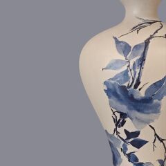 Esila Baskılı Krem Abajur