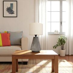 Toni Kadife Kaplı Gri Abajur