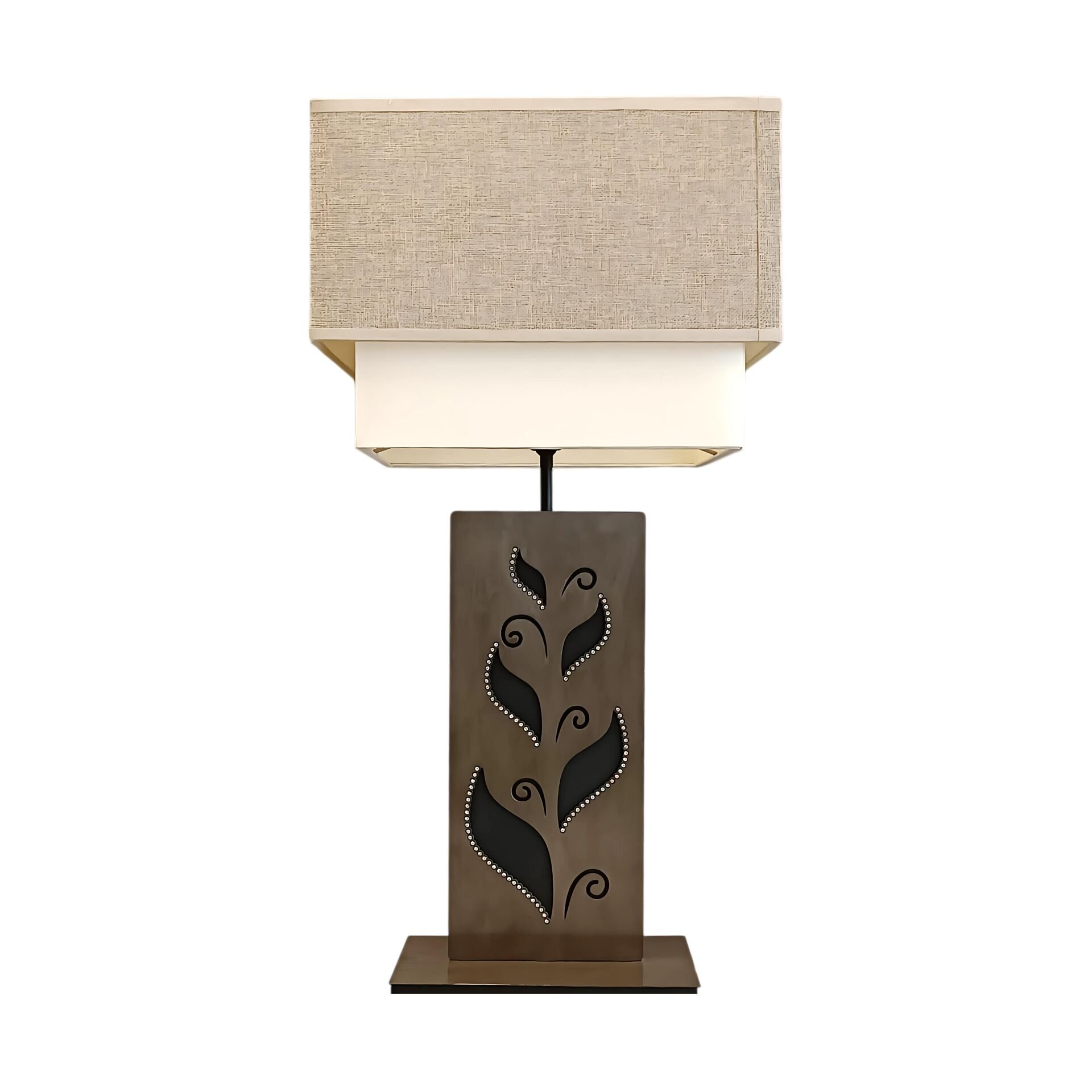 Nedra İşlemeli Kahverengi Abajur