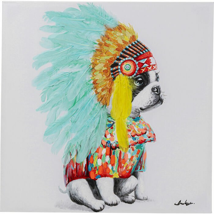 Headdress Dog Kanvas Tablo 80x80cm