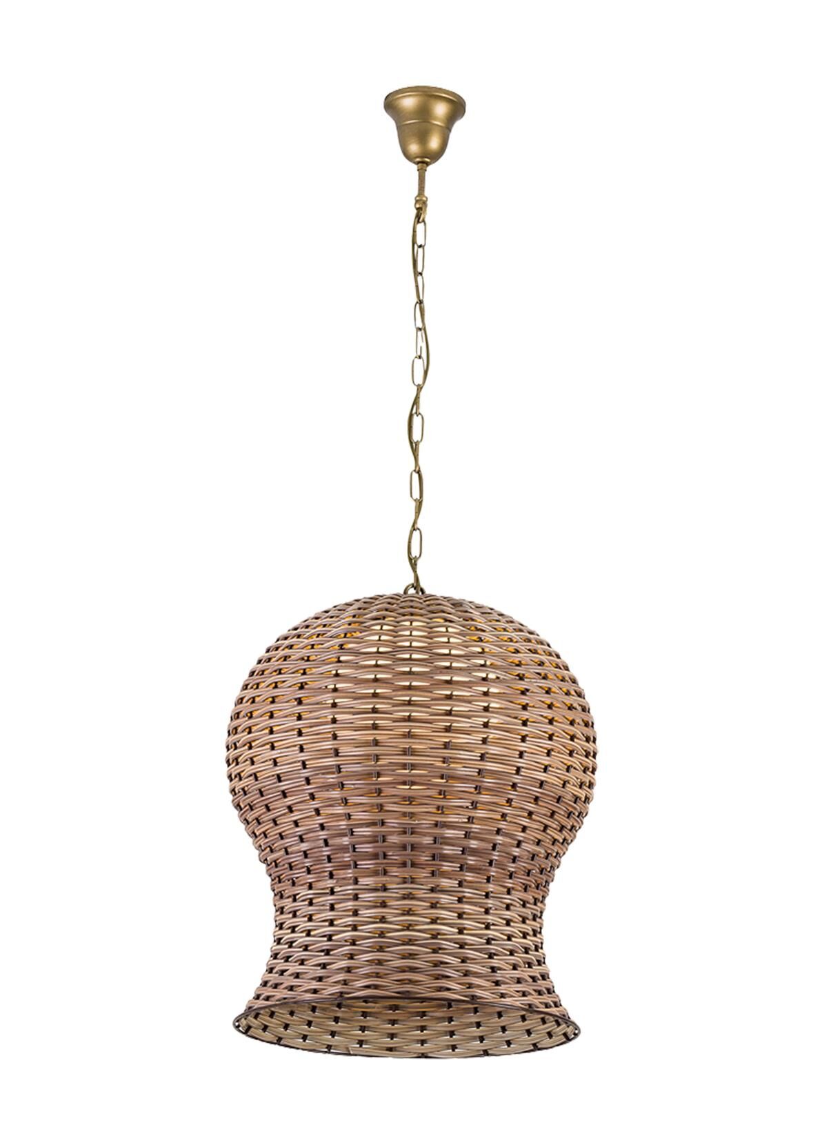 El Dokuması Rattan Sarkıt Avize Kahverengi - 1619