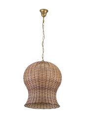 El Dokuması Rattan Sarkıt Avize Kahverengi - 1619