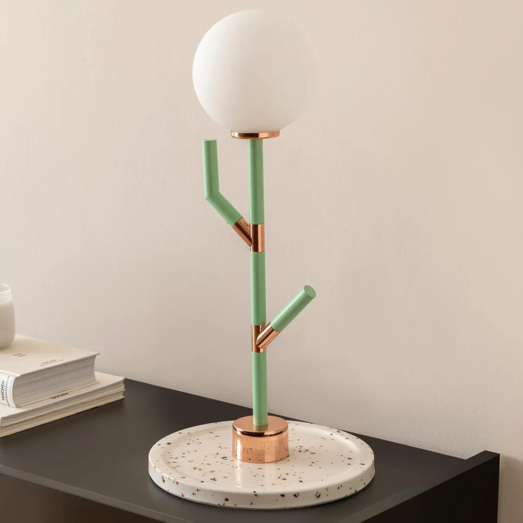 Kaktüs Metal Abajur Yeşil/Bronz