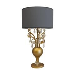 Rodli Taşlı Eskitme Gold Abajur