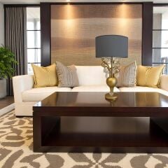 Rodli Taşlı Eskitme Gold Abajur