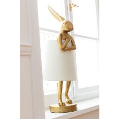 Animal Tavşan Model Gold Beyaz Masa Lambası