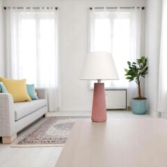 Malhe Kadife Kaplı Toz Pembe Abajur