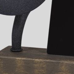 Akustik Gramofon Eskitme Gold Ahşap Gövde / Siyah Metal Başlık