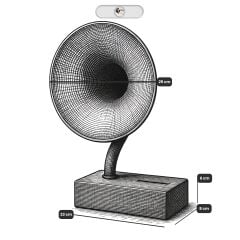 Akustik Gramofon Eskitme Gold Ahşap Gövde / Siyah Metal Başlık