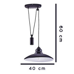 Alüminyum Gövde Asansörlü Sarkıt Avize Siyah