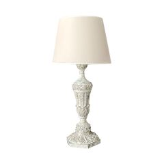 Yelde Beyaz Eskitme Abajur