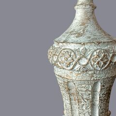 Yelde Beyaz Eskitme Abajur