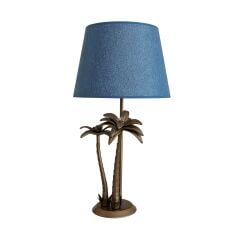 Mellivo Palmiye Detaylı Eskitme Gold Abajur