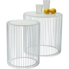 Wire Beyaz 2'li Yan Sehpa