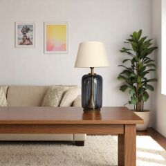 Nelce Antrasit Cam Abajur